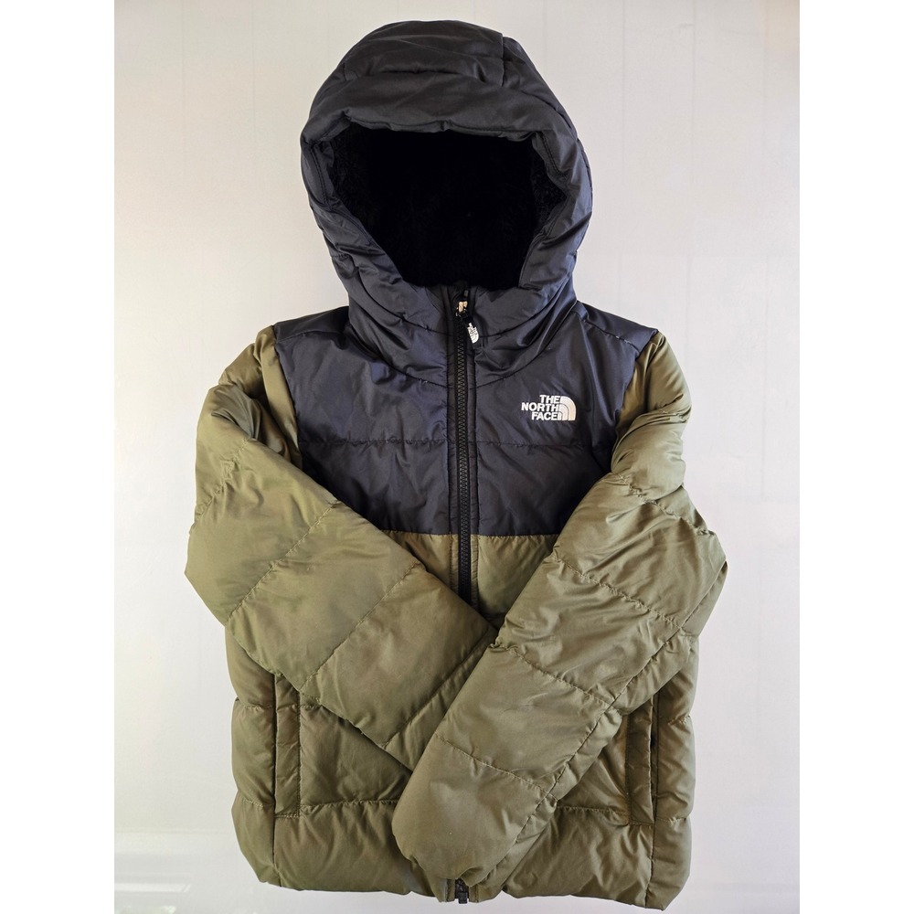 The North Face Kids Moondoggy 550 Down Puffer Jacket Olive Black Size S 7/8